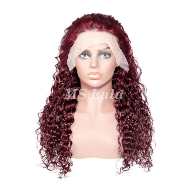 Burgundy Color #99j Human Hair Water Wave 13X4 Lace Front Wigs - Image 5